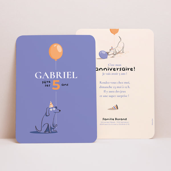 Invitations Anniversaire Enfant Portrait, bords arrondis Le chien bleu photo