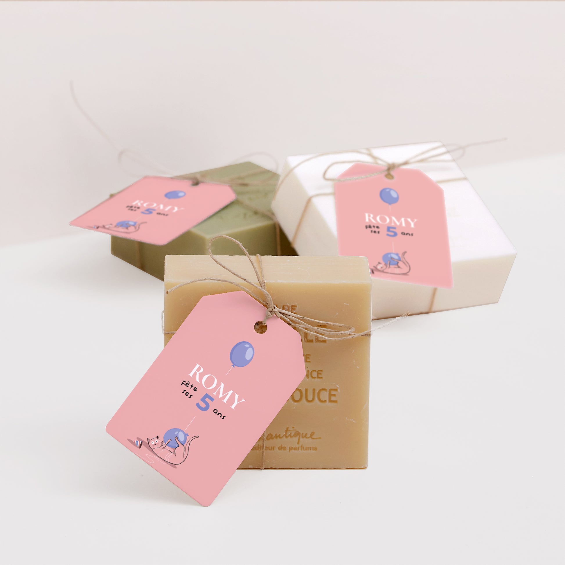 Etiquette perforée Anniversaire Enfant Fanion Le chat rose photo N° 2