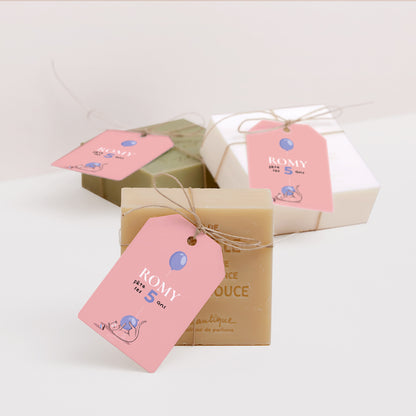 Etiquette perforée Anniversaire Enfant Fanion Le chat rose photo N° 2