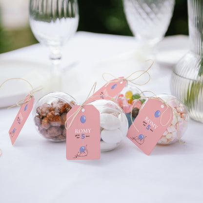 Boîte à bonbons Anniversaire Enfant boule avec étiquette fanion Le chat rose photo N° 2