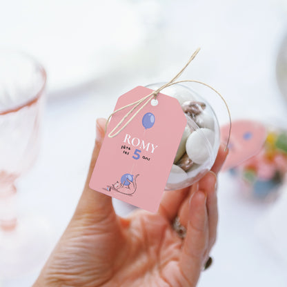 Boîte à bonbons Anniversaire Enfant boule avec étiquette fanion Le chat rose photo N° 3
