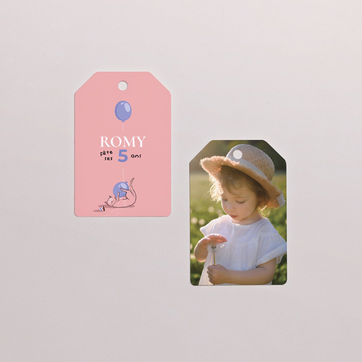 Boîte à bonbons Anniversaire Enfant boule avec étiquette fanion Le chat rose photo N° 4