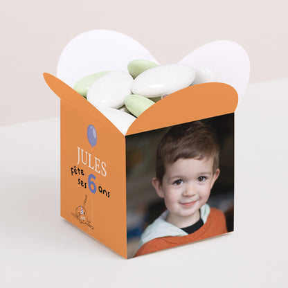 Boîte à bonbons Anniversaire Enfant Ouverture papillon Le chat orange photo N° 1