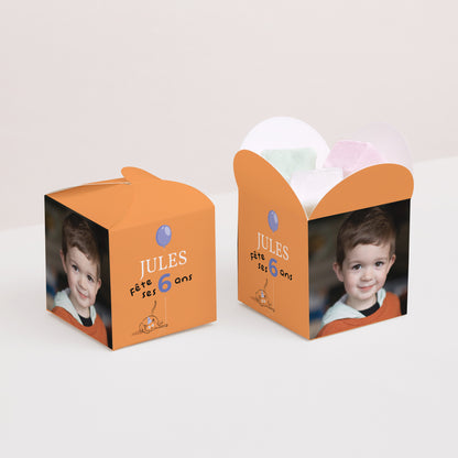 Boîte à bonbons Anniversaire Enfant Ouverture papillon Le chat orange photo N° 2