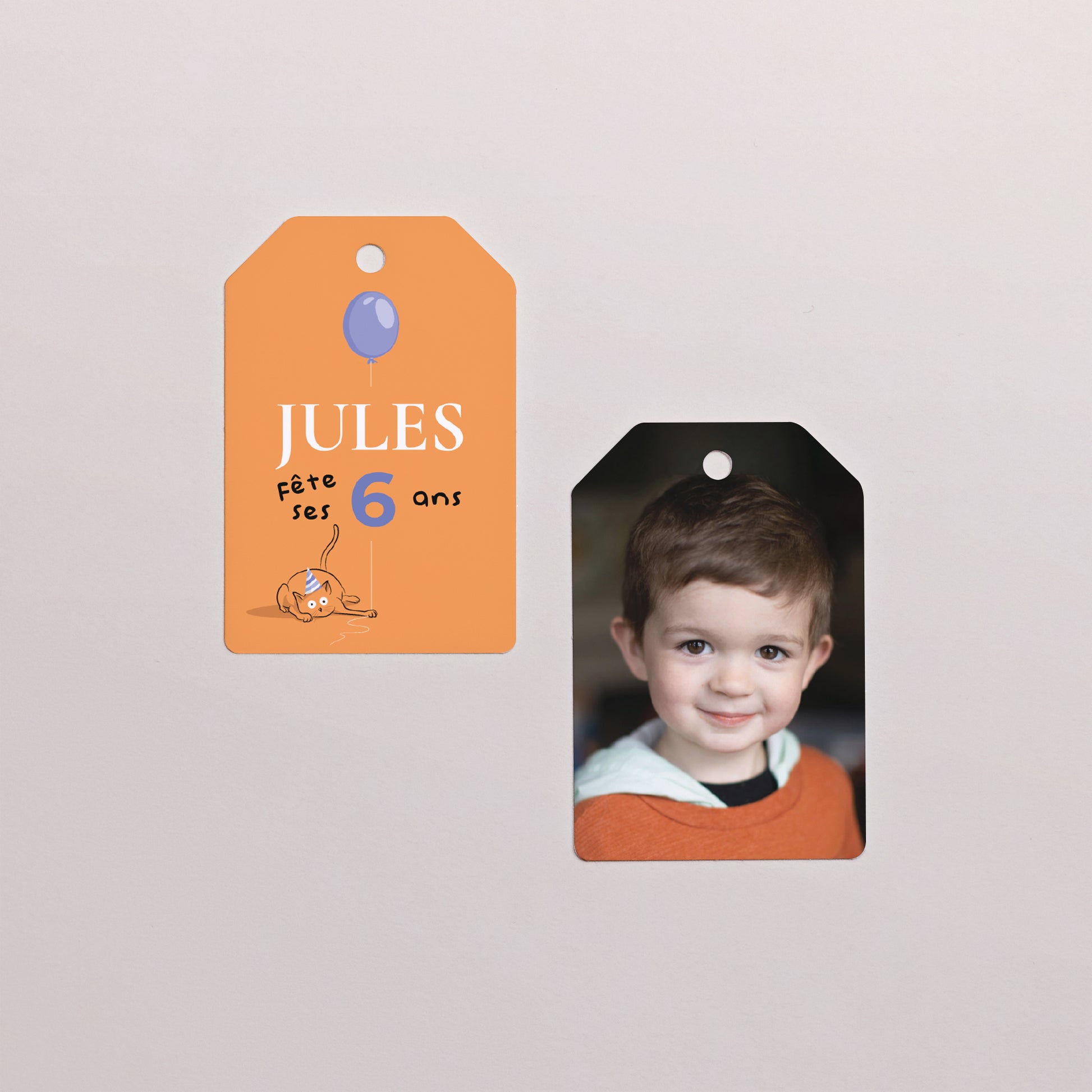 Etiquette perforée Anniversaire Enfant Fanion Le chat orange photo N° 1
