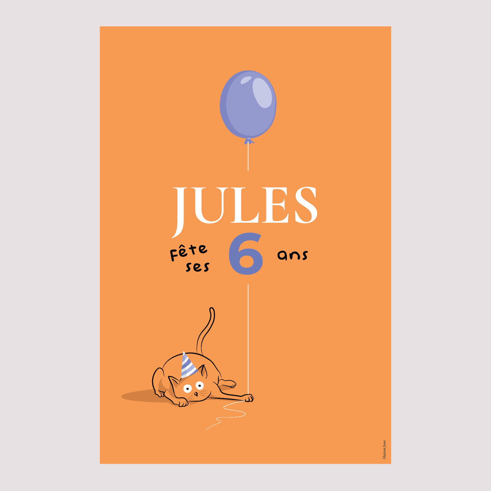 Panneau bienvenue Anniversaire Enfant Portrait 60 x 90 cm Le chat orange photo N° 2