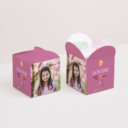 Boîte à bonbons Anniversaire Enfant Ouverture papillon Le chat fushia photo N° 2