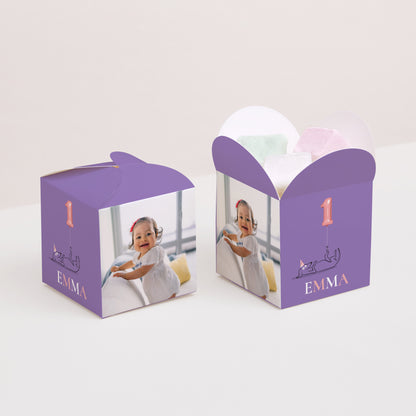 Boîte à bonbons Anniversaire Enfant Ouverture papillon Le chien violet photo N° 2