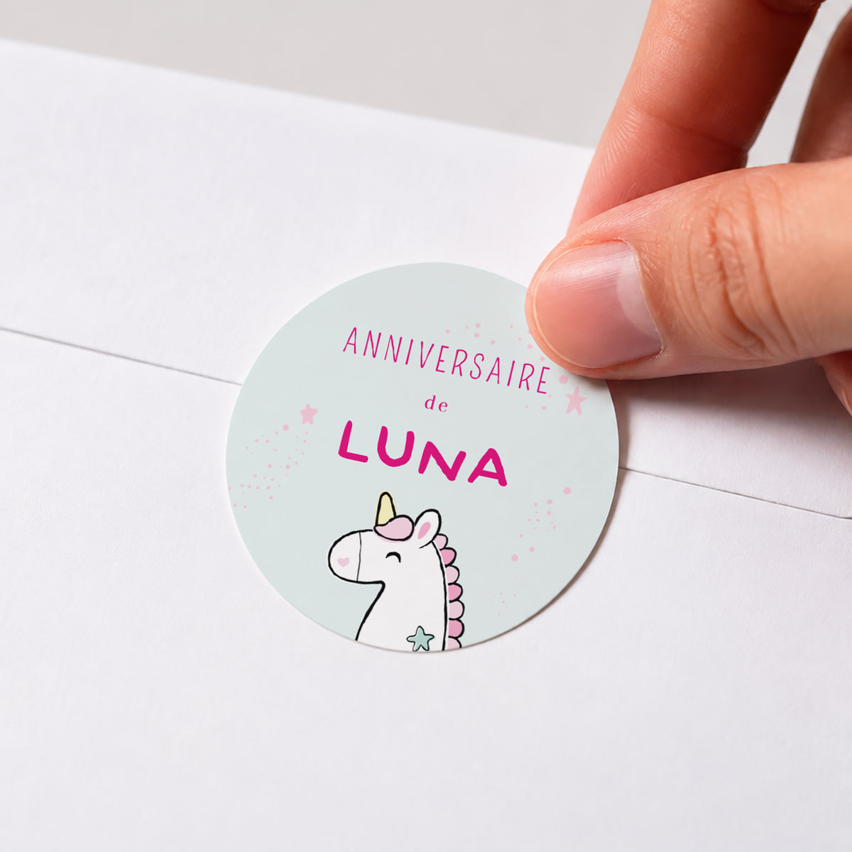 Sticker Anniversaire Enfant Rond Gâteau Licorne photo