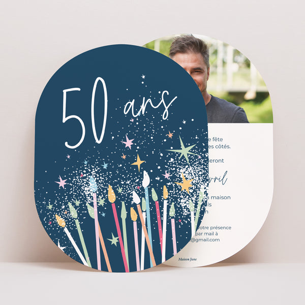 Invitations Anniversaire Adulte Ovale On souffle les bougies photo