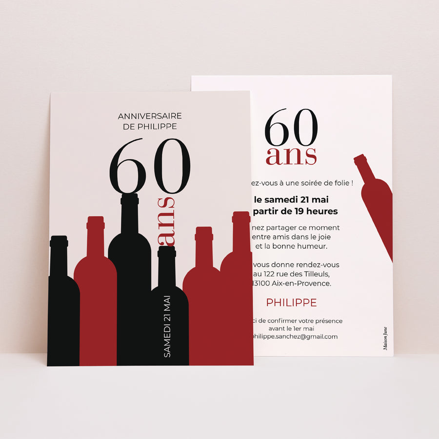 Invitations Anniversaire Adulte Portrait Un grand cru photo