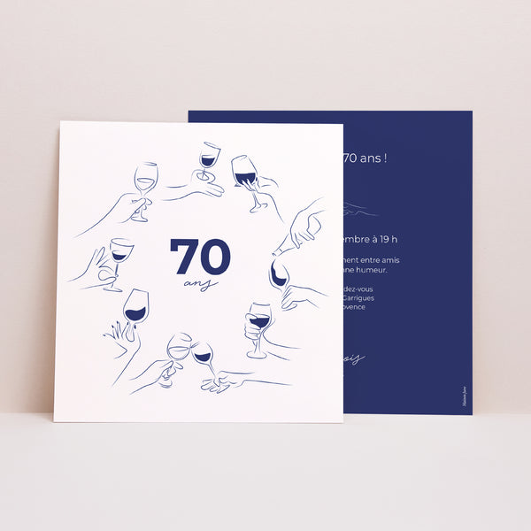 Invitations Anniversaire Adulte Carré Autour d'un verre photo