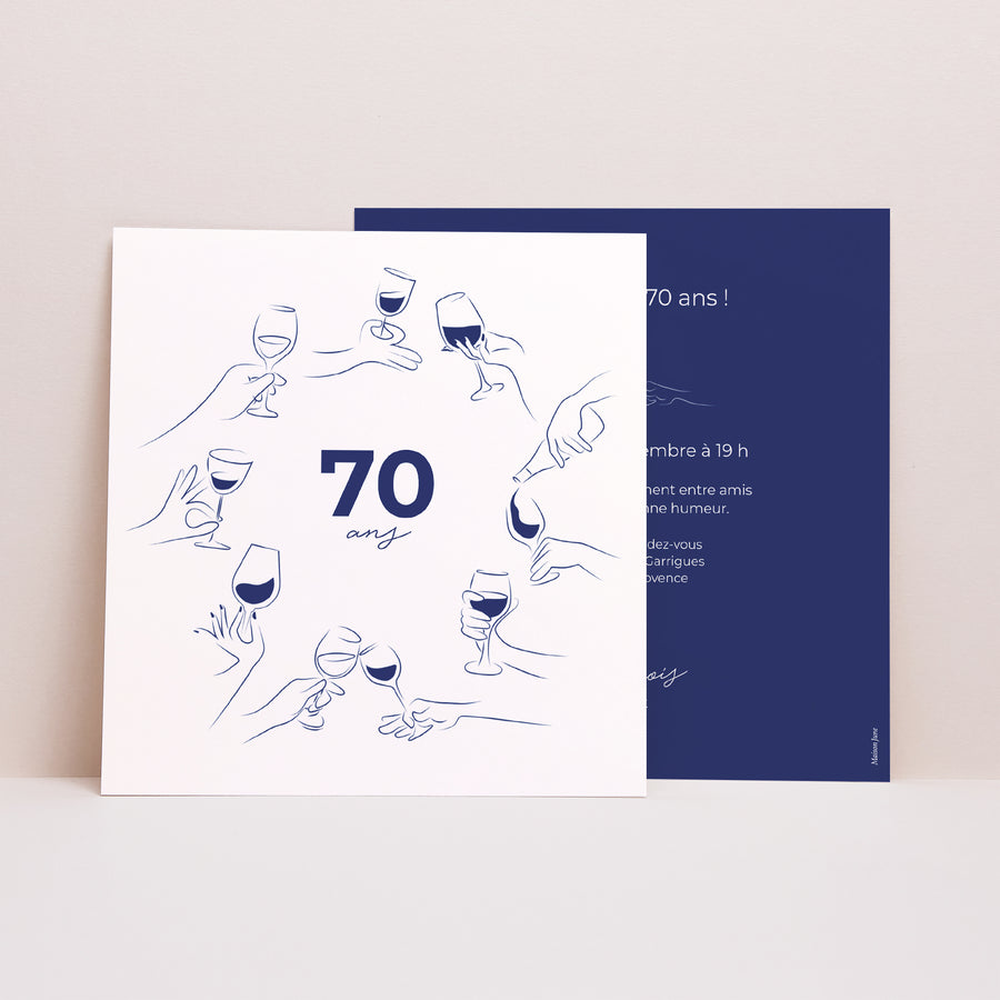 Invitations Anniversaire Adulte Carré Autour d'un verre photo