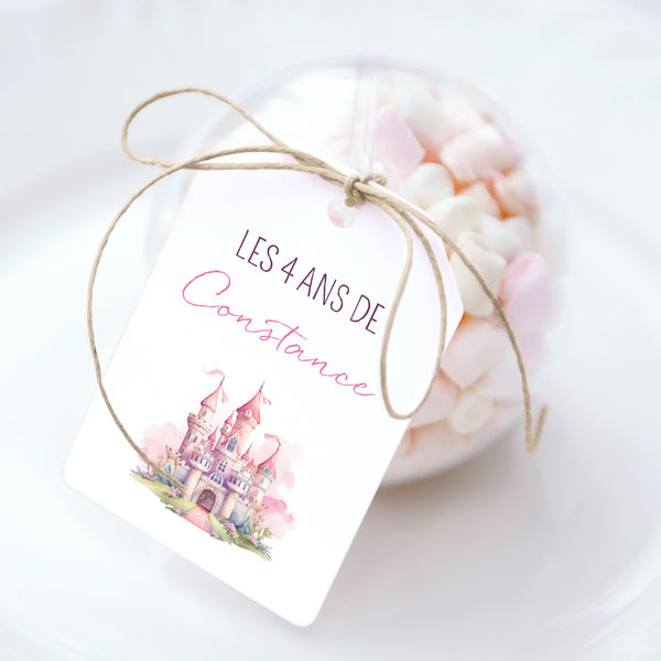 Boîte à bonbons Anniversaire Enfant boule avec étiquette fanion Le château de princesse photo