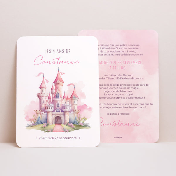 Invitations Anniversaire Enfant Portrait, bords arrondis Le château de princesse photo