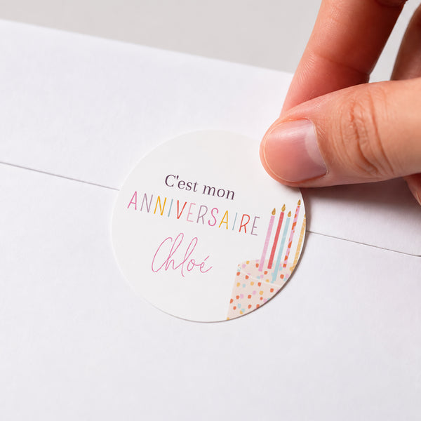 Sticker Anniversaire Enfant Rond Gâteau d'anniversaire photo
