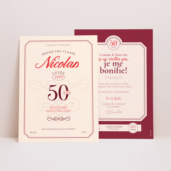 Invitations Anniversaire Adulte Portrait In vino veritas photo