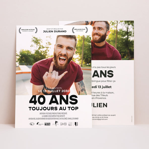 Invitations Anniversaire Adulte Grand format rectangle A l'affiche II photo