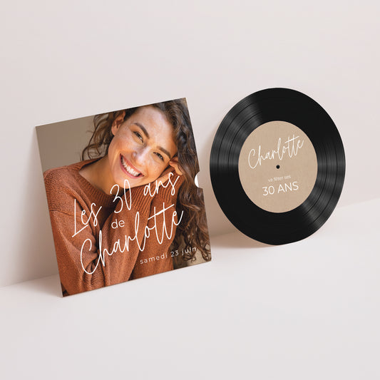 Invitations Anniversaire Adulte Pochette disque Simple Single photo