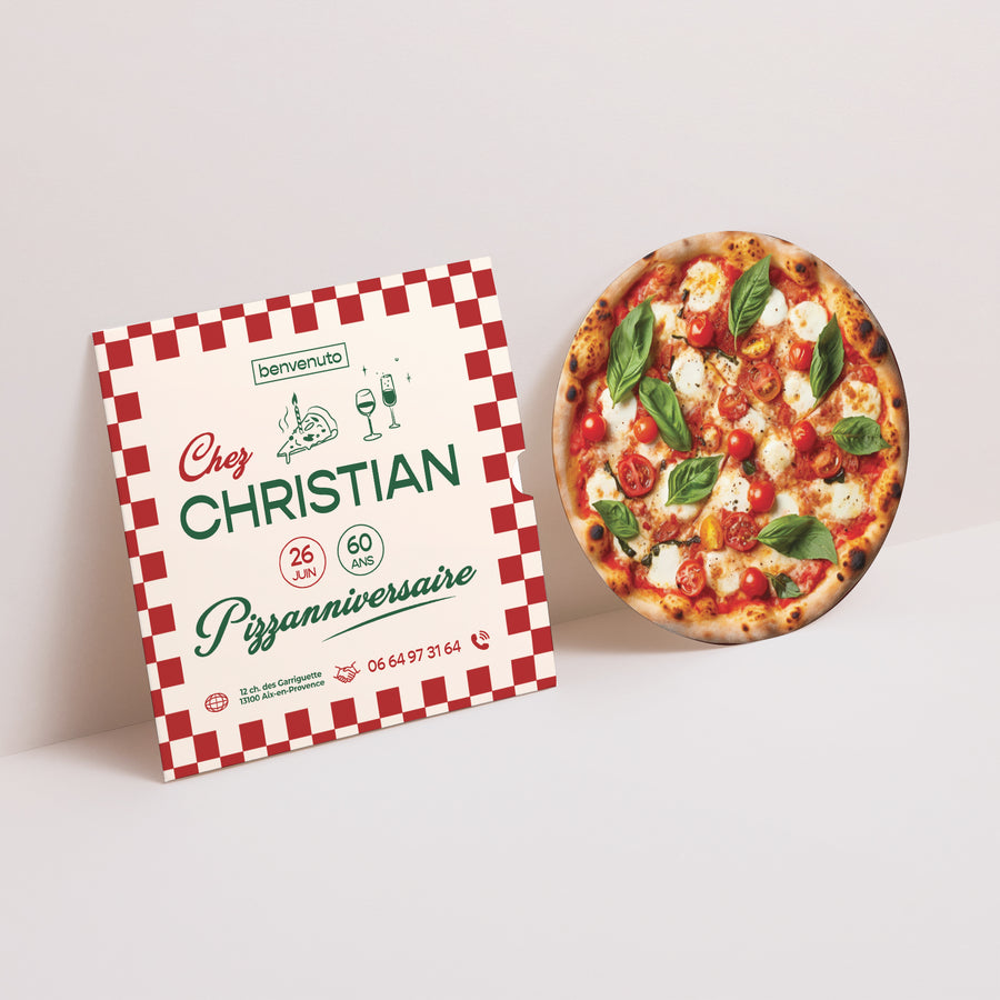 Invitations Anniversaire Adulte Pochette disque Pizzanniversaire photo
