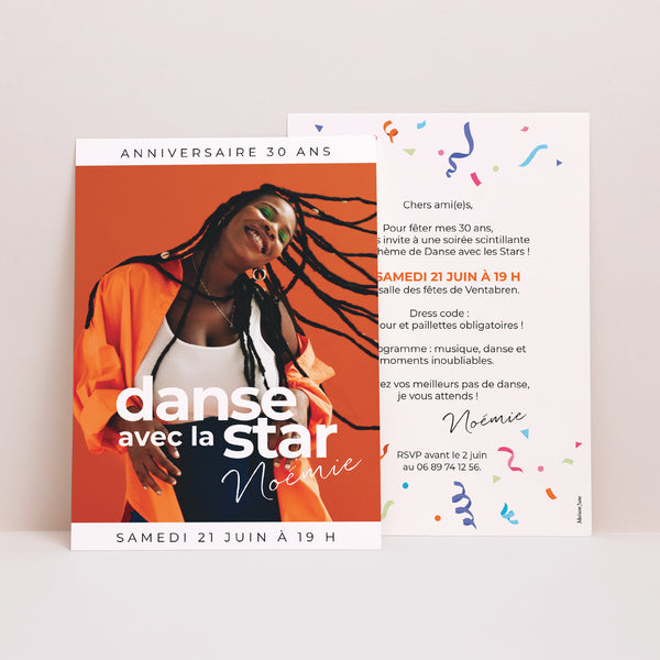 Invitations Anniversaire Adulte Portrait Danse avec la Star photo