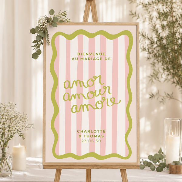 Panneau bienvenue Mariage Portrait 60 x 90 cm Lisette photo