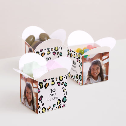 Boîte à bonbons Anniversaire Enfant Ouverture papillon Léopard coloré photo N° 3