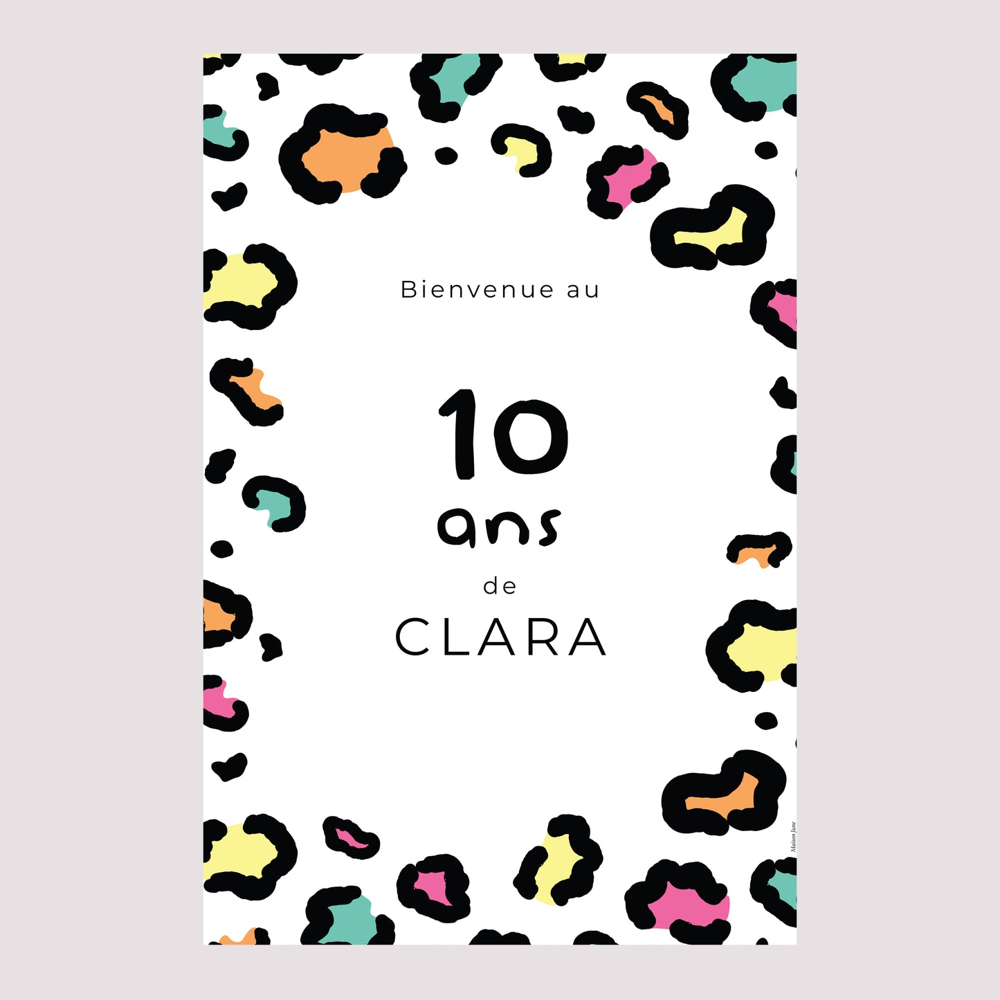 Panneau bienvenue Anniversaire Enfant Portrait 60 x 90 cm Léopard coloré photo N° 2