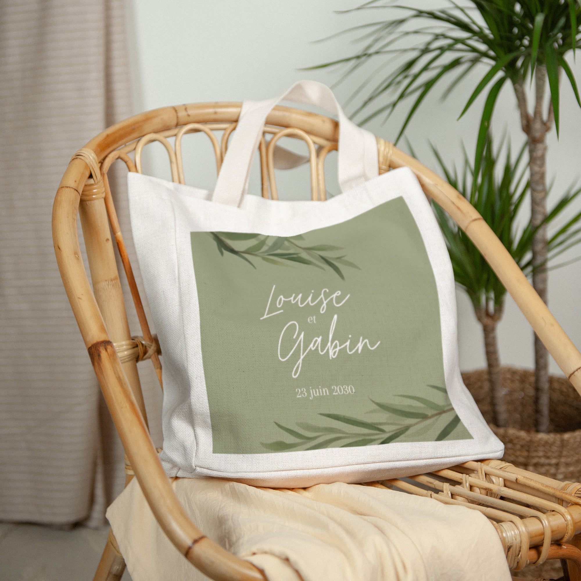 Tote bag Anse en toile Feuilles d'Olivier photo N° 2