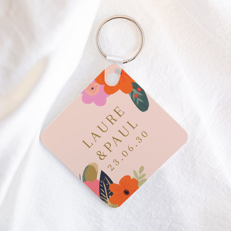 Porte-clés Objets Carré Farandole de fleurs photo