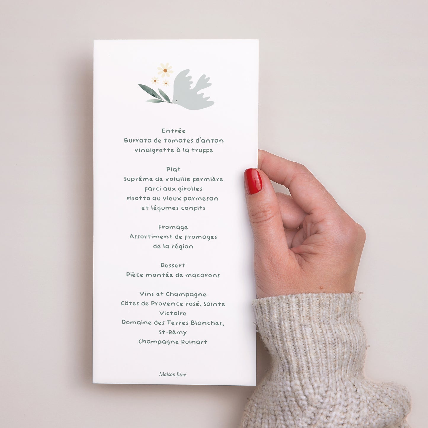 Menu Baptême Panoramique portrait Couronne délicate photo N° 3