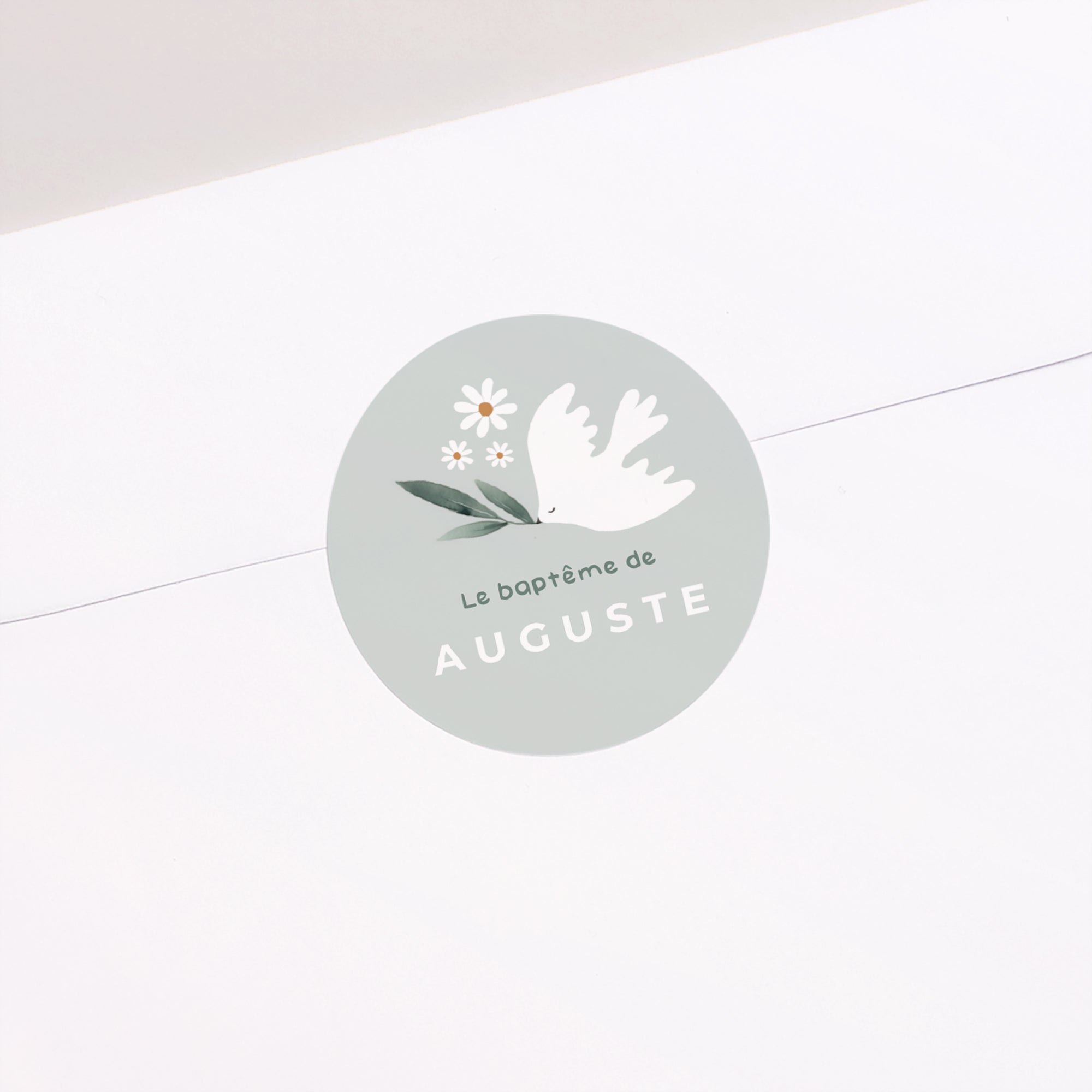 Sticker Baptême Rond Couronne délicate