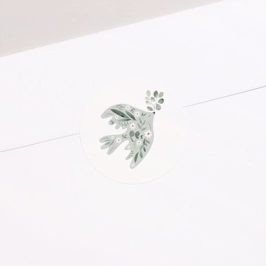 Sticker Baptême Rond Colombe enchantée photo