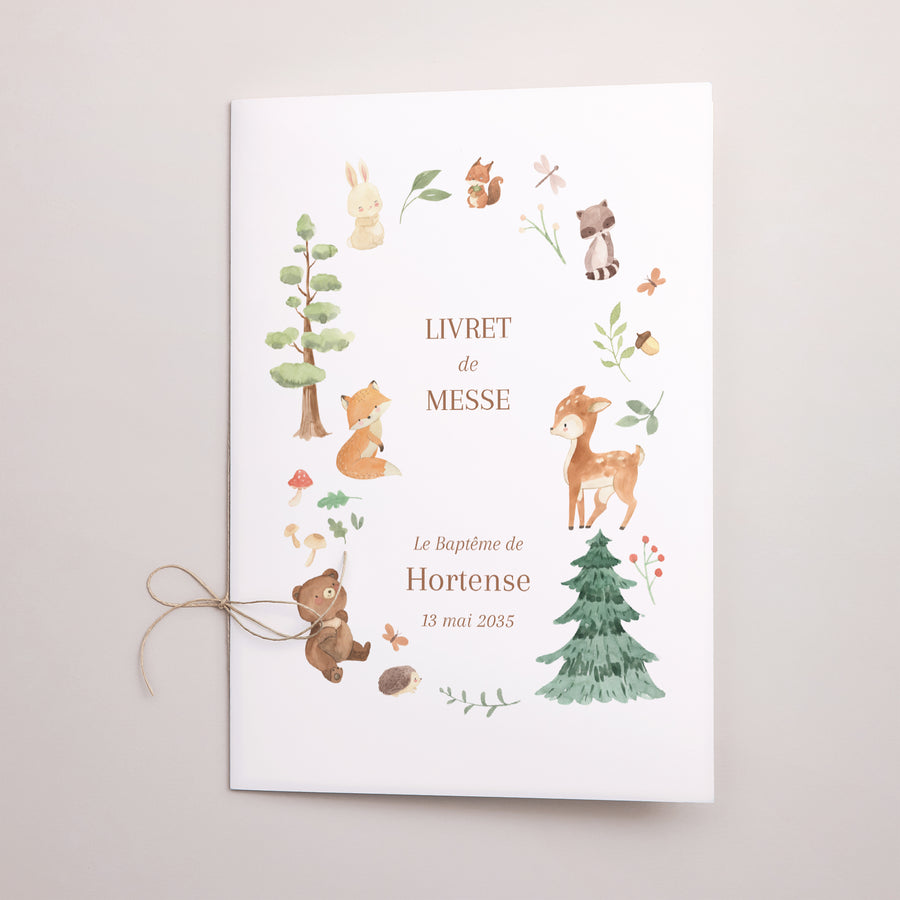 Livret de messe Baptême Double volet Les animaux de la forêt enchantée photo