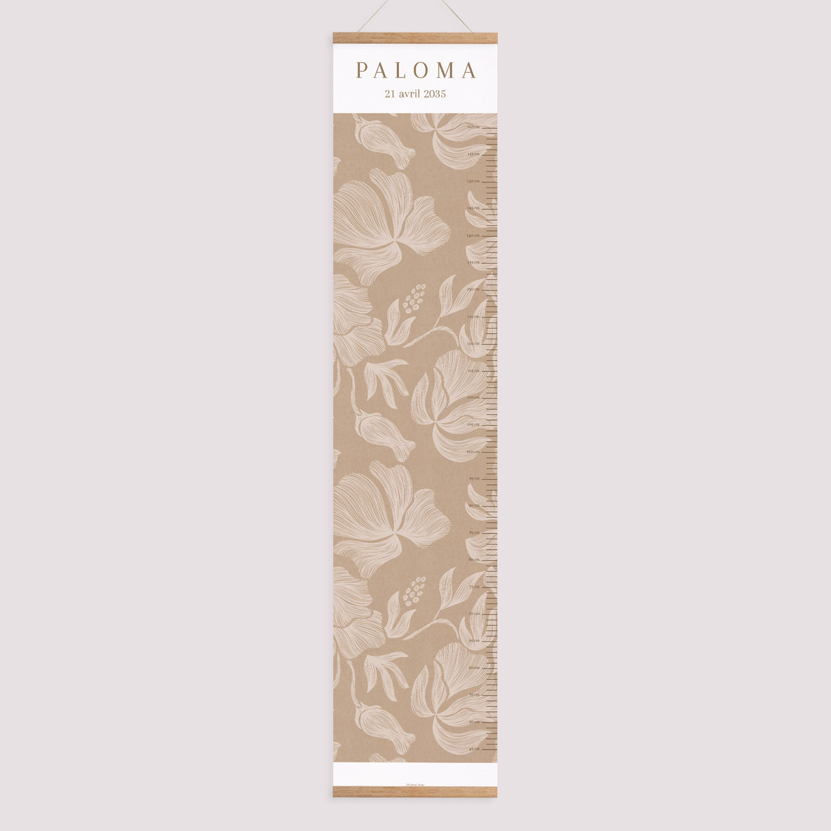 Toise Naissance Papier Fleurs crayonnées kraft photo N° 1