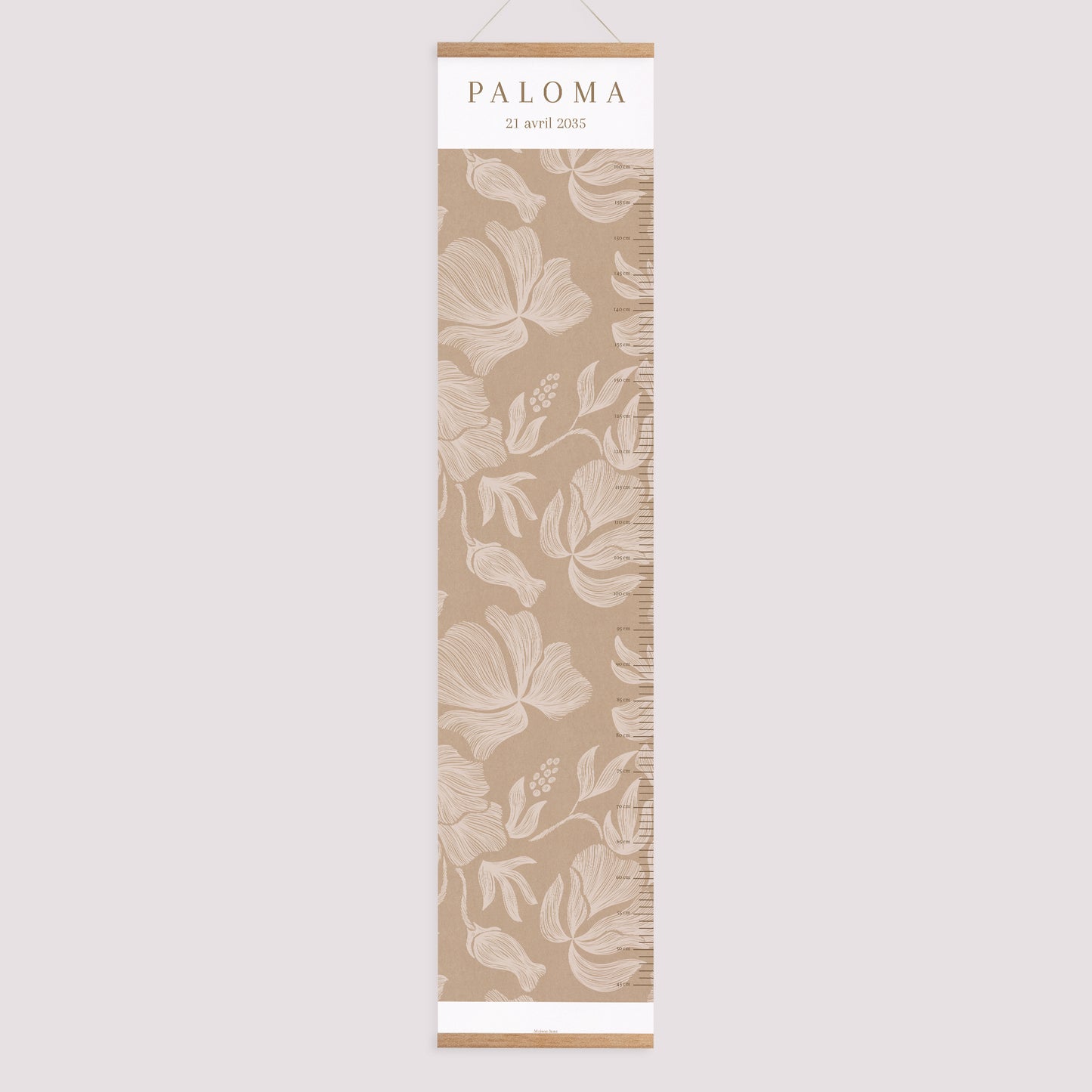 Toise Naissance Papier Fleurs crayonnées kraft photo N° 1