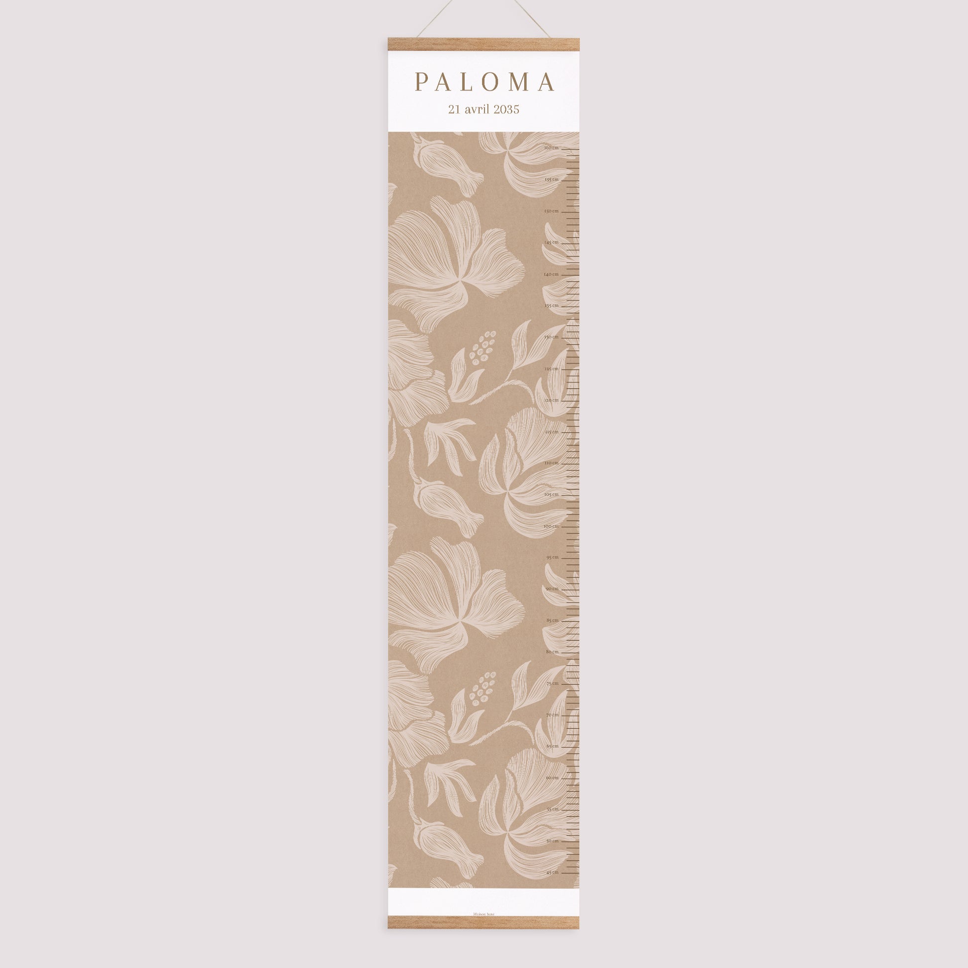 Toise Naissance Papier Fleurs crayonnées kraft photo N° 1