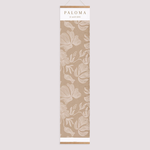 Toise Naissance Papier Fleurs crayonnées kraft photo