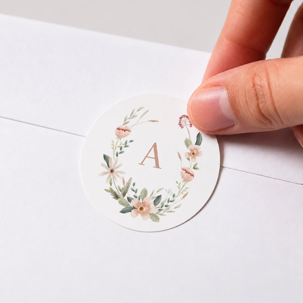 Sticker Baptême Rond Couronne de fleurs photo