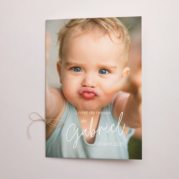 Livret de messe Baptême Double volet Single baby photo