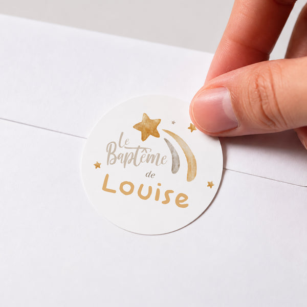Sticker Baptême Rond La bonne étoile photo