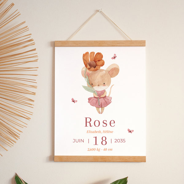 Affiche Naissance Portrait 30 x 40 cm Lilli la souris photo