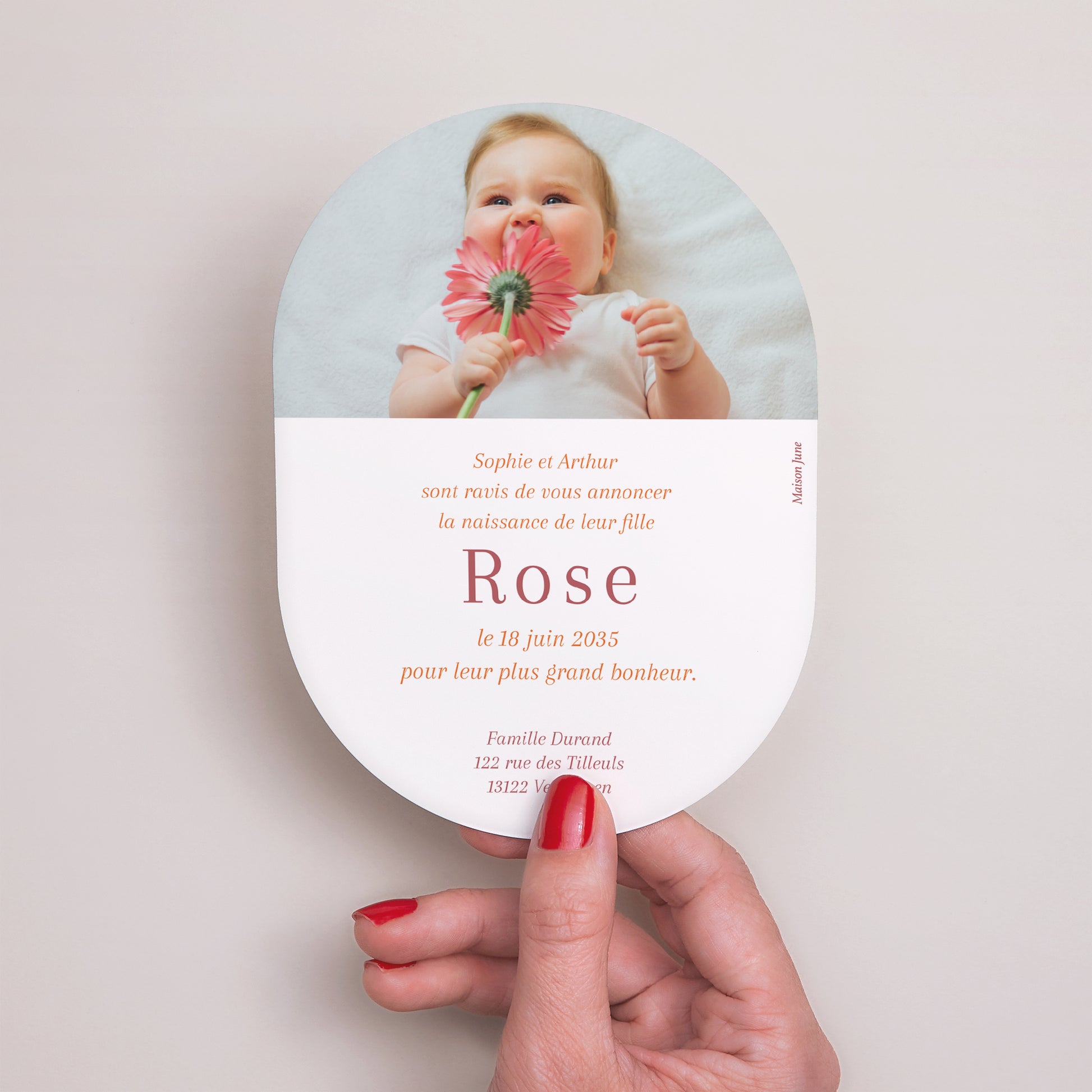 Faire part Naissance Ovale Lilli la souris – Maison June