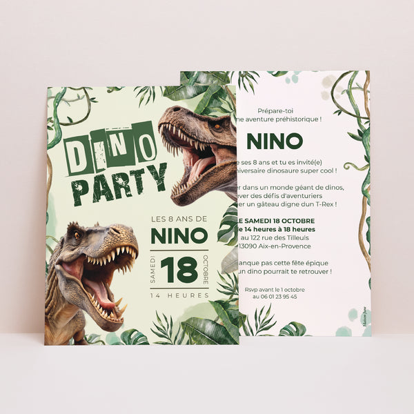 Invitations Anniversaire Enfant Portrait Dino party photo