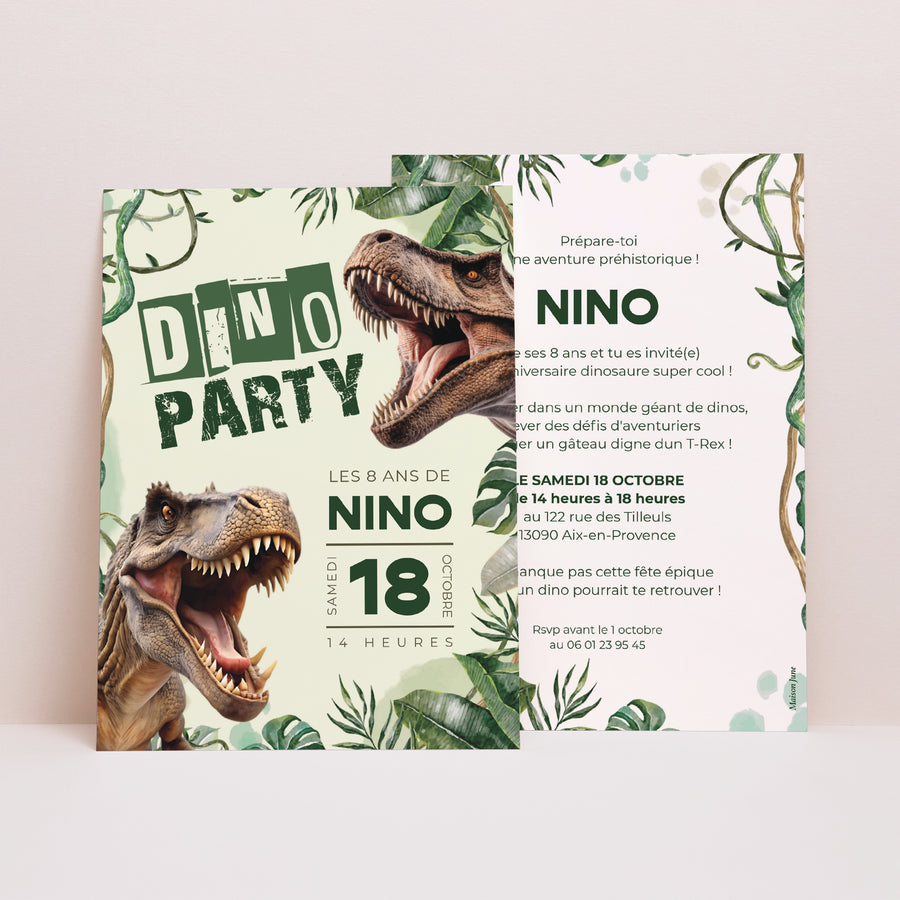 Invitations Anniversaire Enfant Portrait Dino party photo