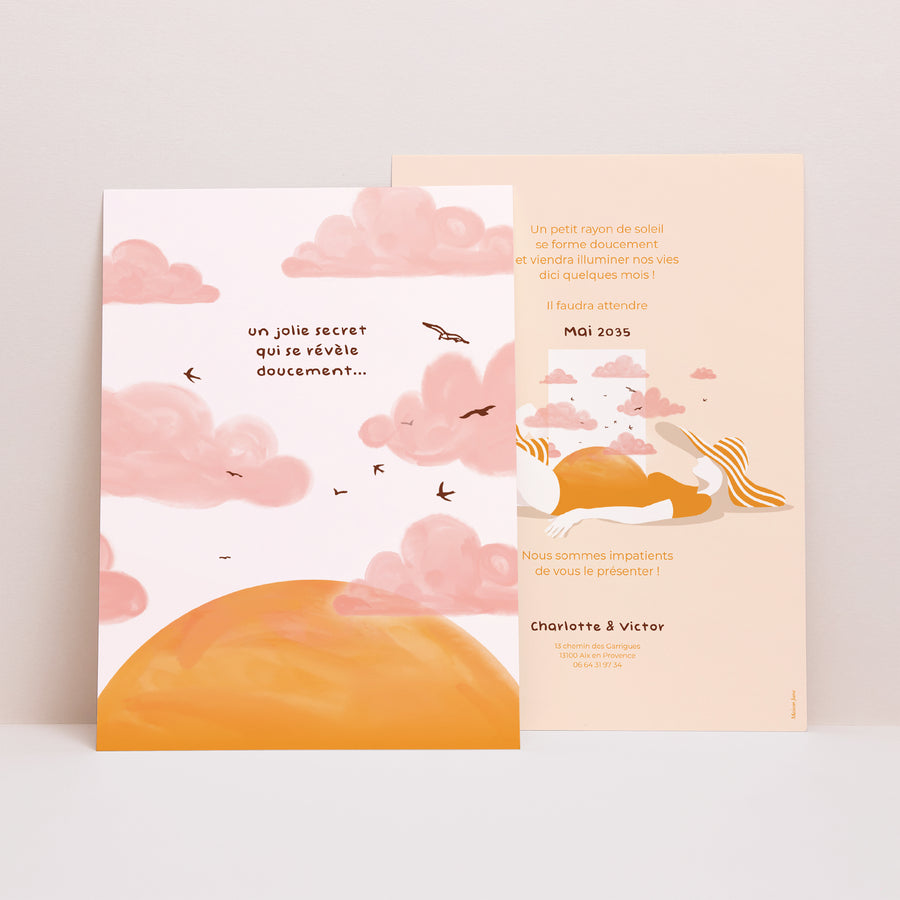 Carte annonce grossesse Naissance Portrait Horizon nouveau photo