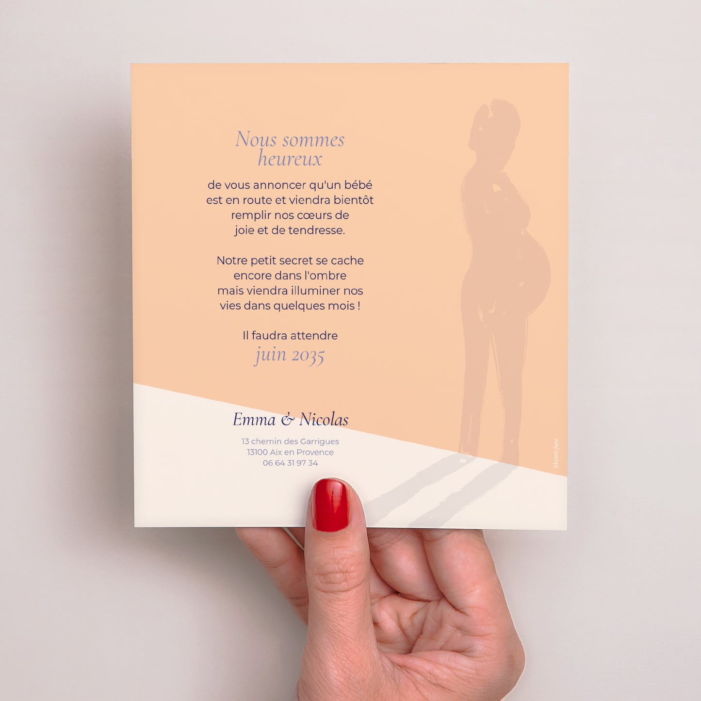 Carte annonce grossesse Naissance Carré Ombre & Lumière photo N° 3