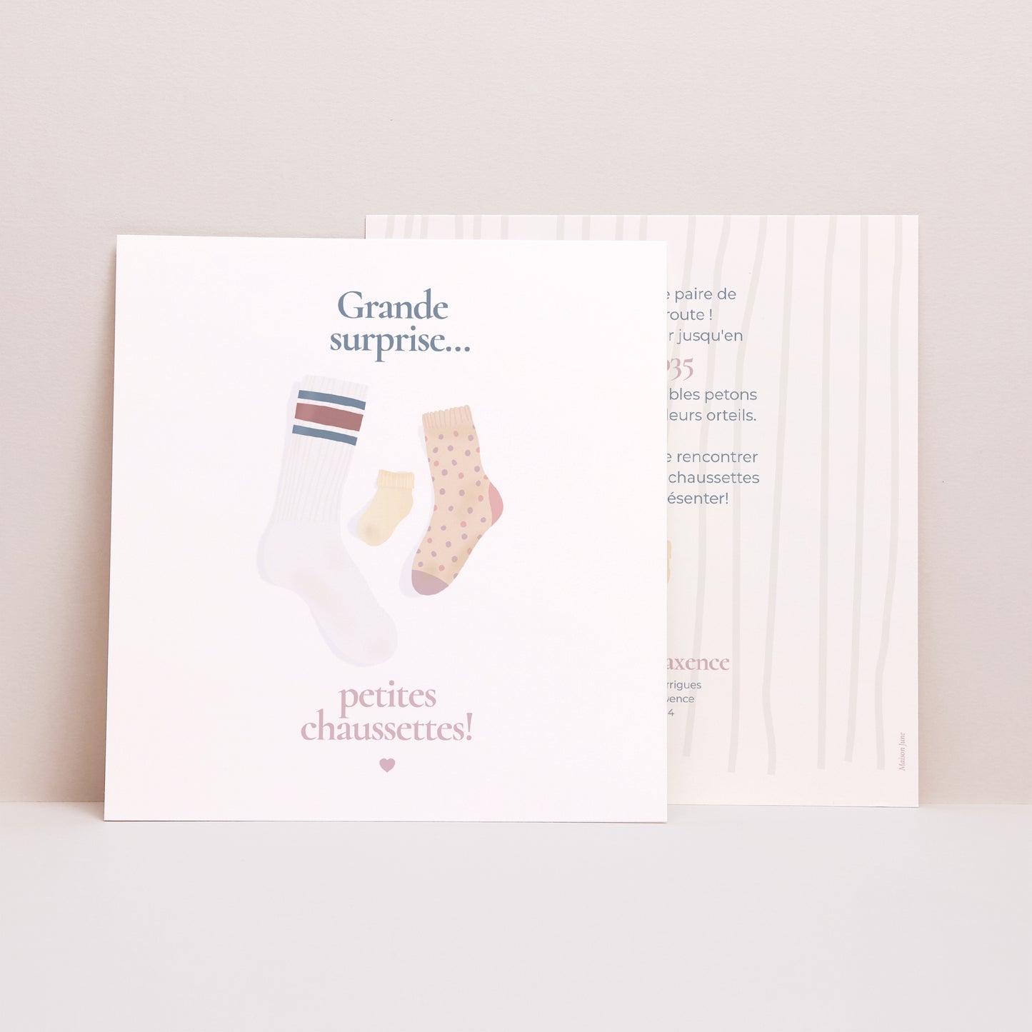 Carte annonce grossesse Naissance Carré Petites chaussettes photo N° 1