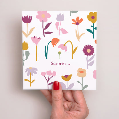 Carte annonce grossesse Naissance Carré Fleur surprise photo N° 2