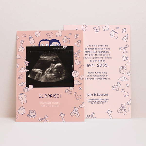 Carte annonce grossesse Naissance Portrait La belle aventure photo